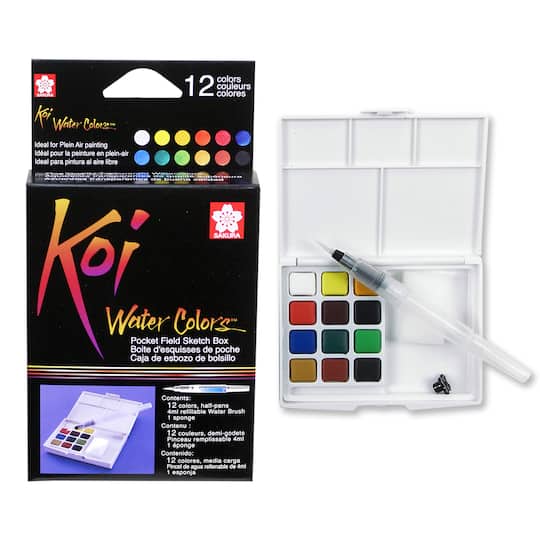 6 Pack: Koi Water Colors™ 12 Half Pan Pocket Field Sketch Box Set